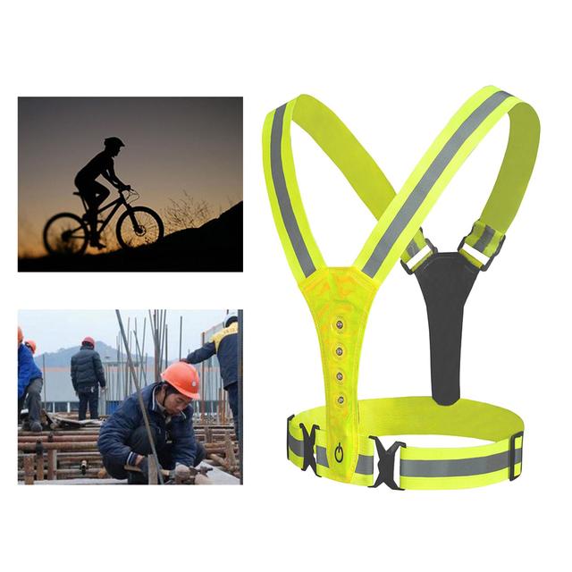 3 Modes LED Reflective Running Vest Glowing Reflector Straps Safety Gear for