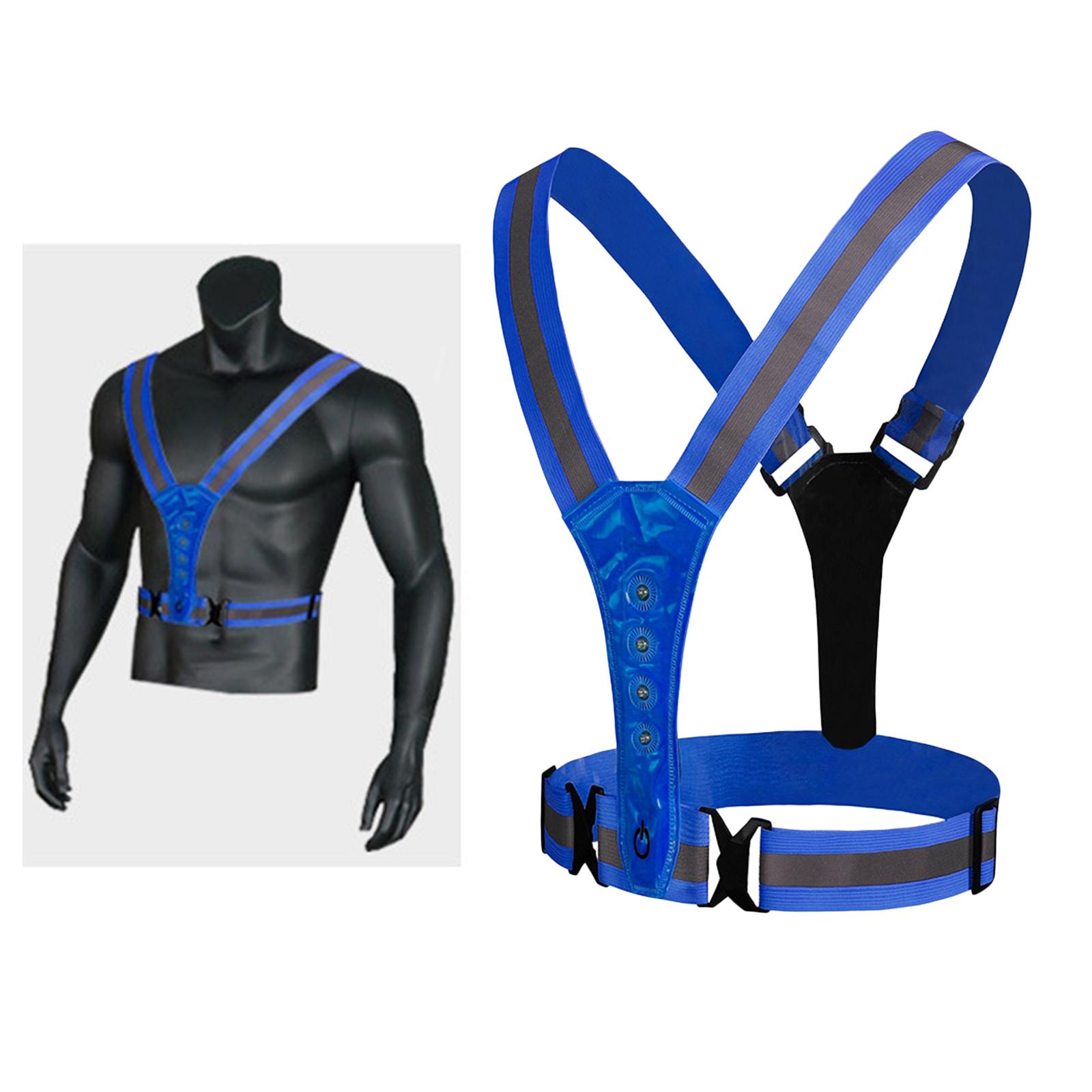 3 Modes LED Reflective Running Vest Glowing Reflector Straps Safety Gear for