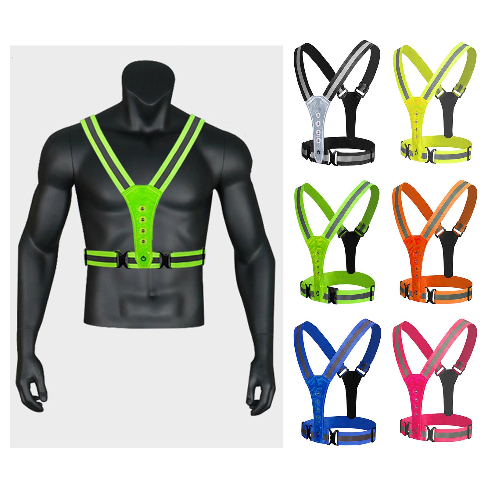 3 Modes LED Reflective Running Vest Glowing Reflector Straps Safety Gear for