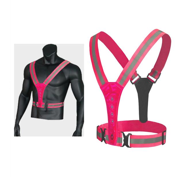 3 Modes LED Reflective Running Vest Glowing Reflector Straps Safety Gear for