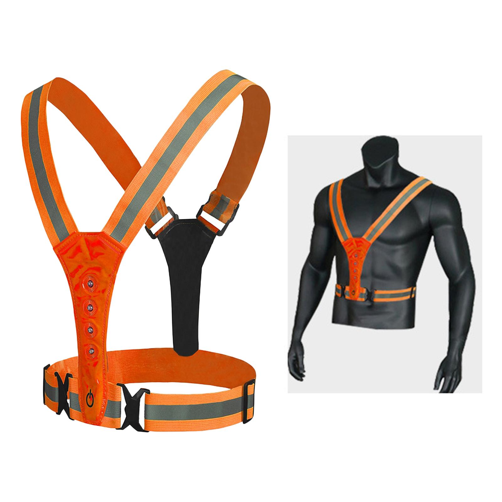 3 Modes LED Reflective Running Vest Glowing Reflector Straps Safety Gear for