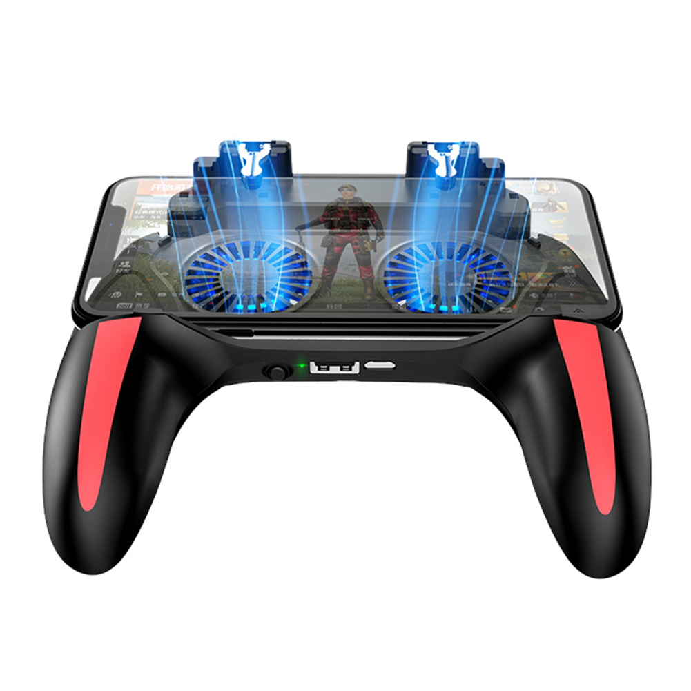 Dual Fan Cooler Gamepad for PUBG Game Controller For 4.7-6.5 inch H10 Mobile Phone Game Shooter Joystick 500mAh Cooling Gamepad