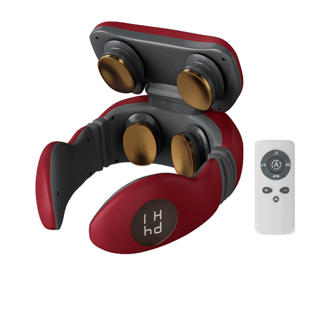 Smart Neck Massager Electric Back and Shoulder Cervical TENS Heat Massage Tool Pain Relief Relaxation Home Health Care Remote