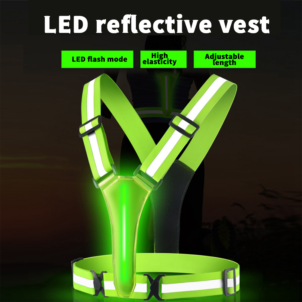 Cycling Safety Reflective Vest LED High Visibility Reflective Safety Jacket Highlight Reflective Straps Night Work Running
