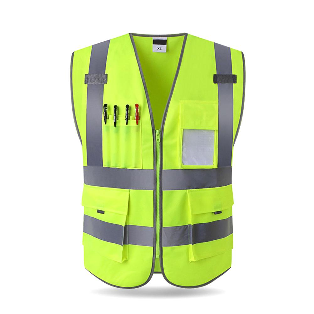 Orange /Green High Visibility Reflective Safety Vest Work Reflective Vest Multi Pockets Workwear Safety Waistcoat Men Safety Ves