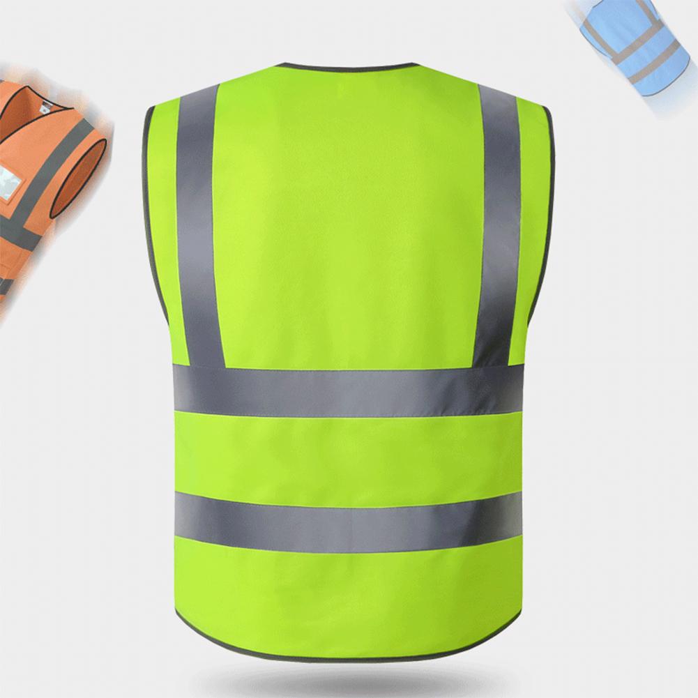 Orange /Green High Visibility Reflective Safety Vest Work Reflective Vest Multi Pockets Workwear Safety Waistcoat Men Safety Ves