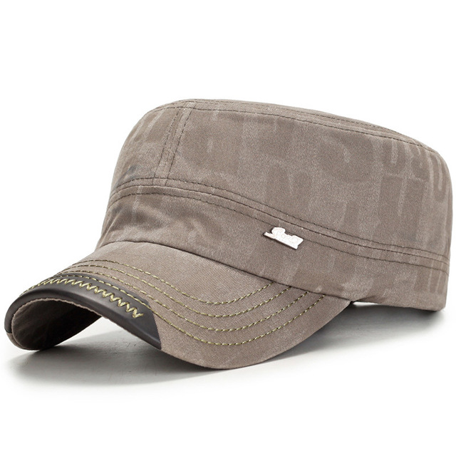 Fashion Men Military Cap Summer Casual Cadet Hat Washed Cotton Flat Top Caps Unisex Vintage Army Hats Bone  Man Cap