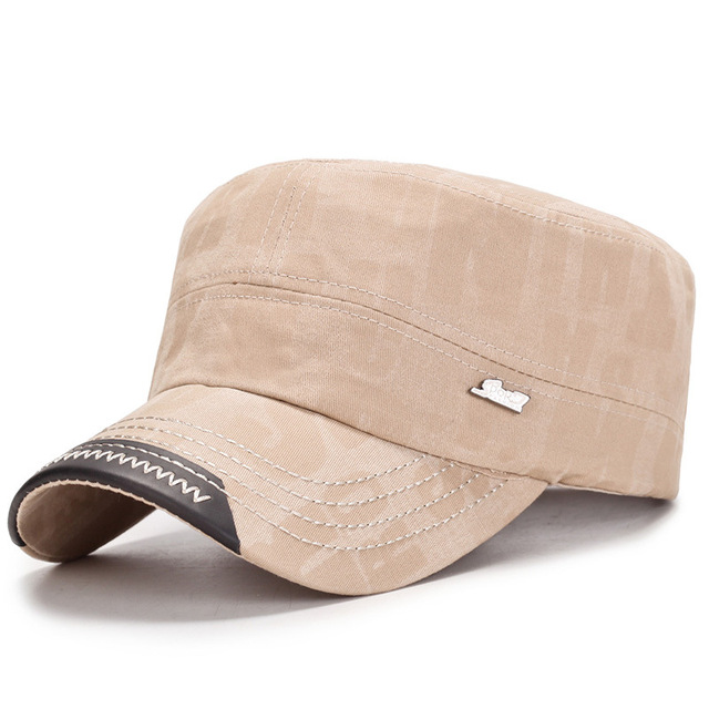 Fashion Men Military Cap Summer Casual Cadet Hat Washed Cotton Flat Top Caps Unisex Vintage Army Hats Bone  Man Cap