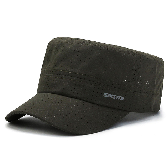 Men's Flat Top Solid Army Mesh Baseball Caps Hunting Military Tactical Snapback Cap Male Summer Breathable Dad Hats For Women