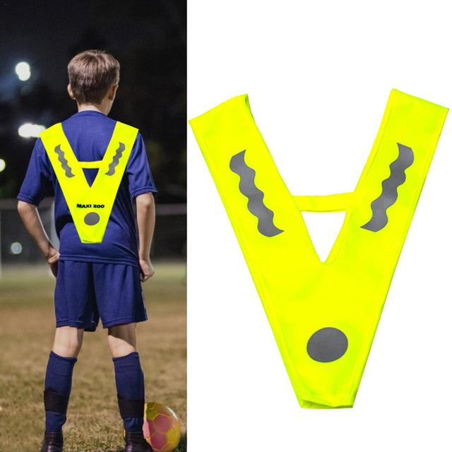Child Reflective Vest Night Outdoor Sports Equipment Safety Reflective Tops Running Cycling Vest V-shaped Light Yellow