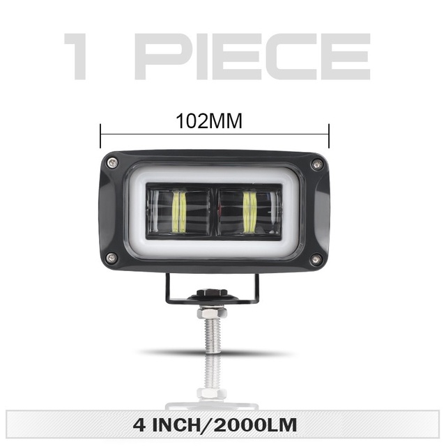 1pc 8D 4" Led Motocycle Headlight White Angel Eye Led Work Light Fog Lamp For Moto Scooters ATV UTV UAZ Car Truck Boat Driving Light