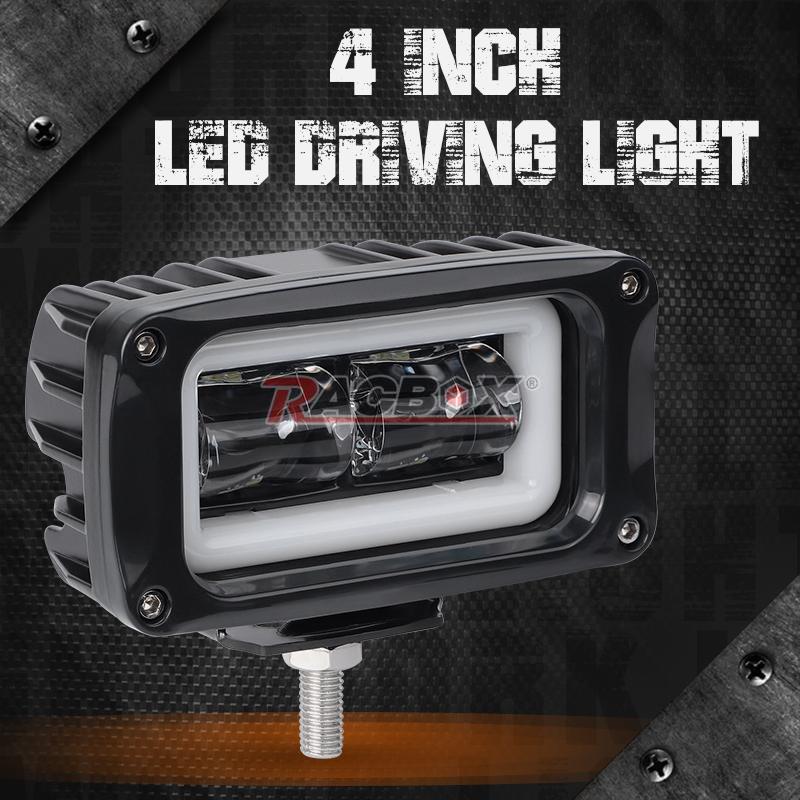 1pc 8D 4" Led Motocycle Headlight White Angel Eye Led Work Light Fog Lamp For Moto Scooters ATV UTV UAZ Car Truck Boat Driving Light