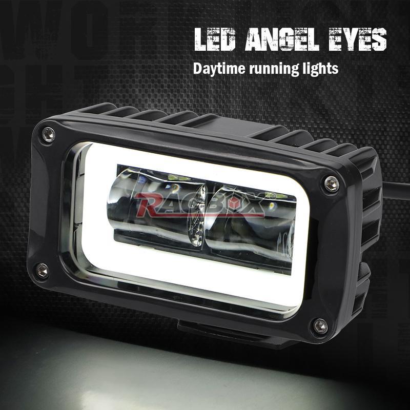 1pc 8D 4" Led Motocycle Headlight White Angel Eye Led Work Light Fog Lamp For Moto Scooters ATV UTV UAZ Car Truck Boat Driving Light