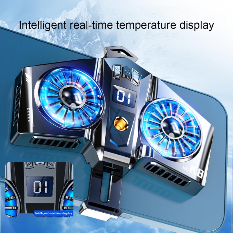 K8A Magnetic Radiator Dual Cooling Fan Cooler Semiconductor Mobile Phone Radiator Phone Cool Heat Sink For Phone/Tablet/iPad