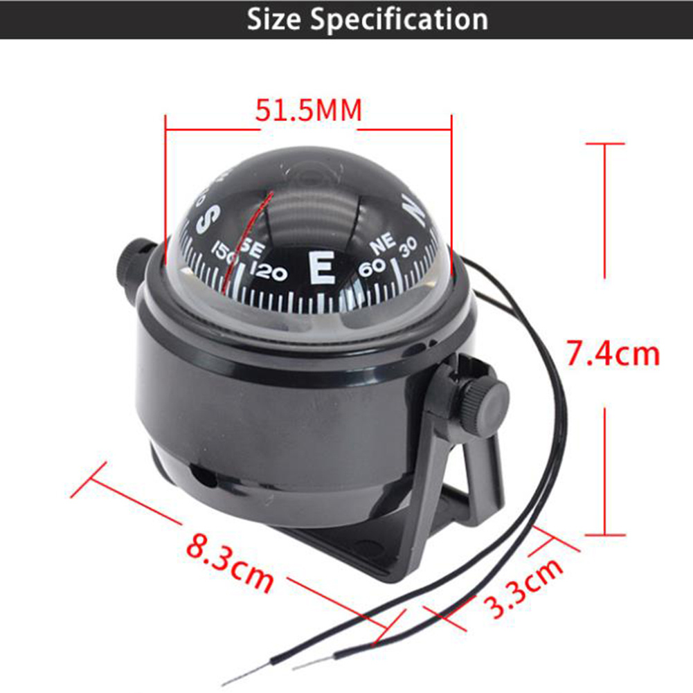 Waterproof Nautical Compass Sea Pivoting Marine Boat Compass With Electronic LED Light For Marine Navigation Positioning