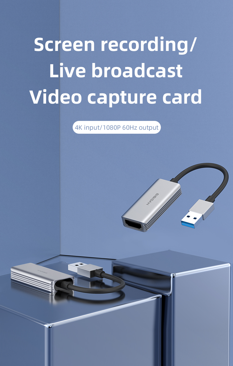 Video Capture Card USB 3.0 4K HDMI-compatible Video Game Grabber Record for PS4 Camcorder Switch Live Broadcast Camera