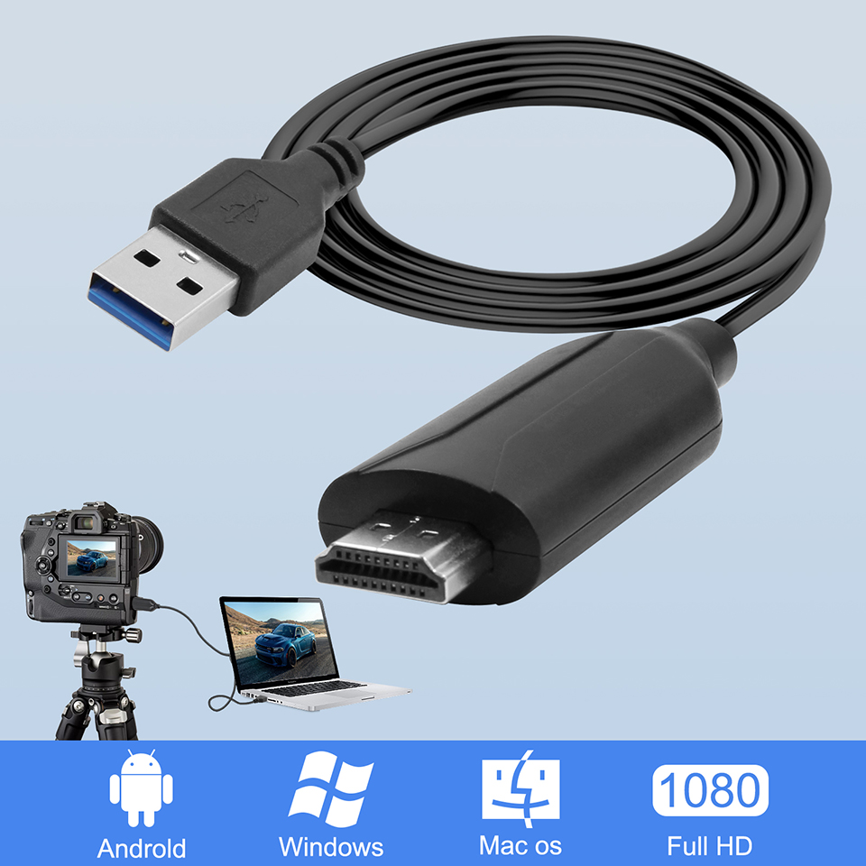 USB Video Capture Card HDMI USB 2.0 Video Grabber Recorder Device Male to Male Cable 80cm  for PS4 DVD Camera Live Streaming