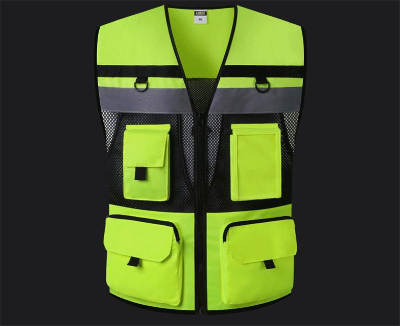 Multi Pockets Class 2 High Visible Reflective Safety Vest Breathable and Mesh Lining Workwear Traffic Police Uniform