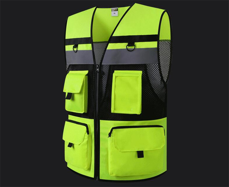 Multi Pockets Class 2 High Visible Reflective Safety Vest Breathable and Mesh Lining Workwear Traffic Police Uniform