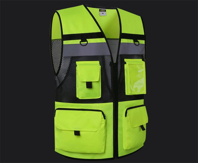 Multi Pockets Class 2 High Visible Reflective Safety Vest Breathable and Mesh Lining Workwear Traffic Police Uniform