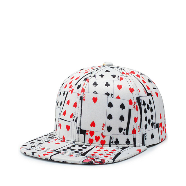 new Hip Hop Cotton Poker Print Cappellino Baseball Cap For Women Men Outdoor Fashion Casquette Homme Bone Snapback Hat