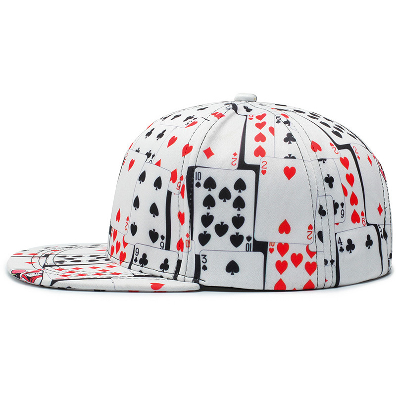 new Hip Hop Cotton Poker Print Cappellino Baseball Cap For Women Men Outdoor Fashion Casquette Homme Bone Snapback Hat