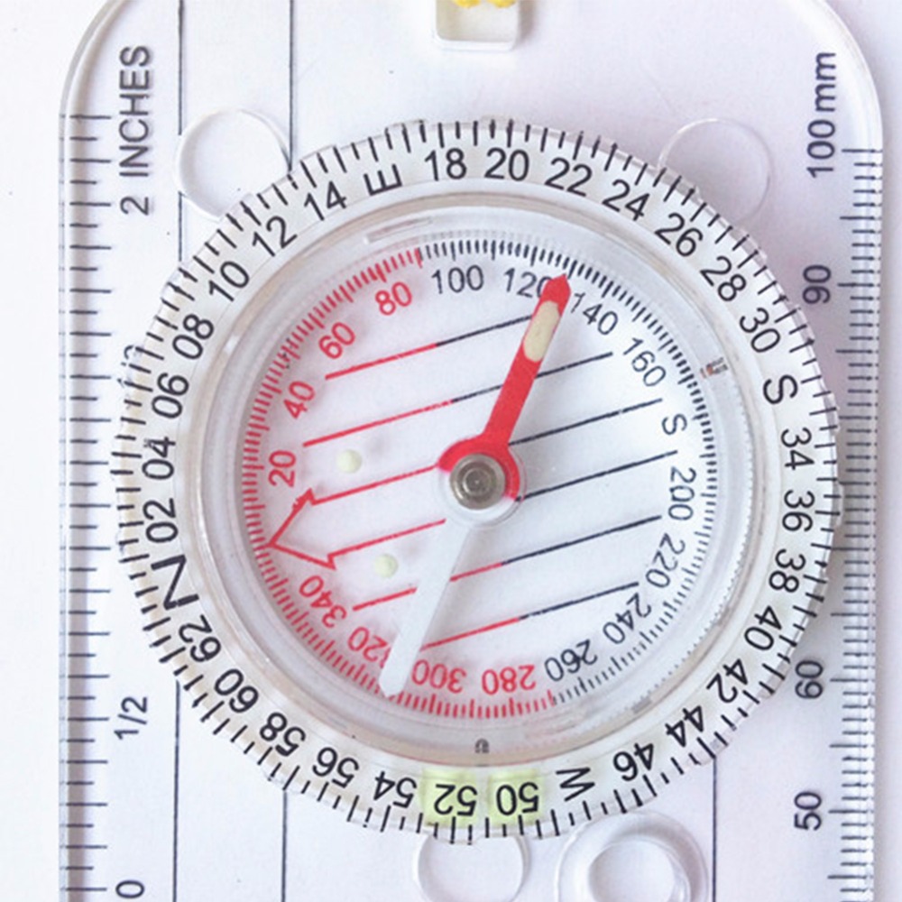 Drawing Scale Compass Folding Map Ruler Buckle Car Camping Hiking Pointing Guide Portable Handheld Compass