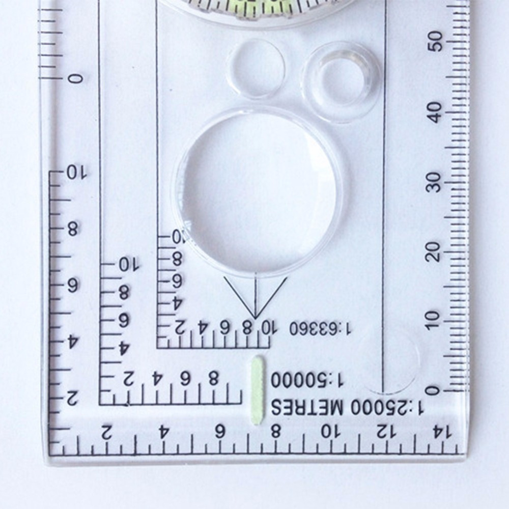 Drawing Scale Compass Folding Map Ruler Buckle Car Camping Hiking Pointing Guide Portable Handheld Compass