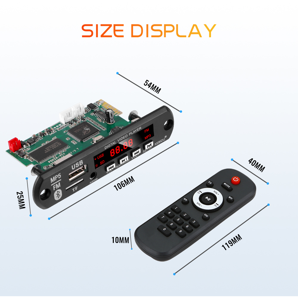 MP5 Player Detector Module FM Bluetooth Decoders Support USB TF MP3 WAV Lossless Decoding Diy Kit Electronic PCB Board Module
