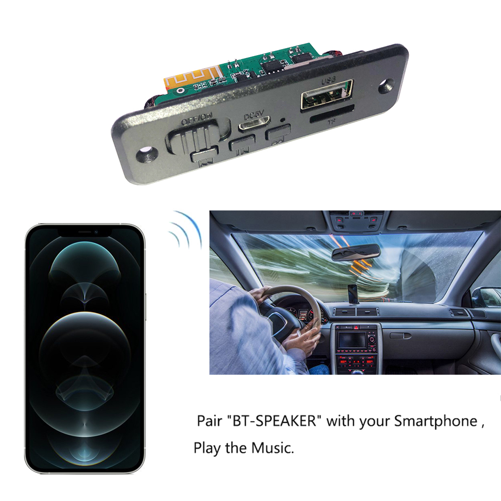 5V 2 x 3W Amplifier Bluetooth 5.0 Car MP3 Player Decoder Board Wireless FM Radio Module TF USB AUX Audio