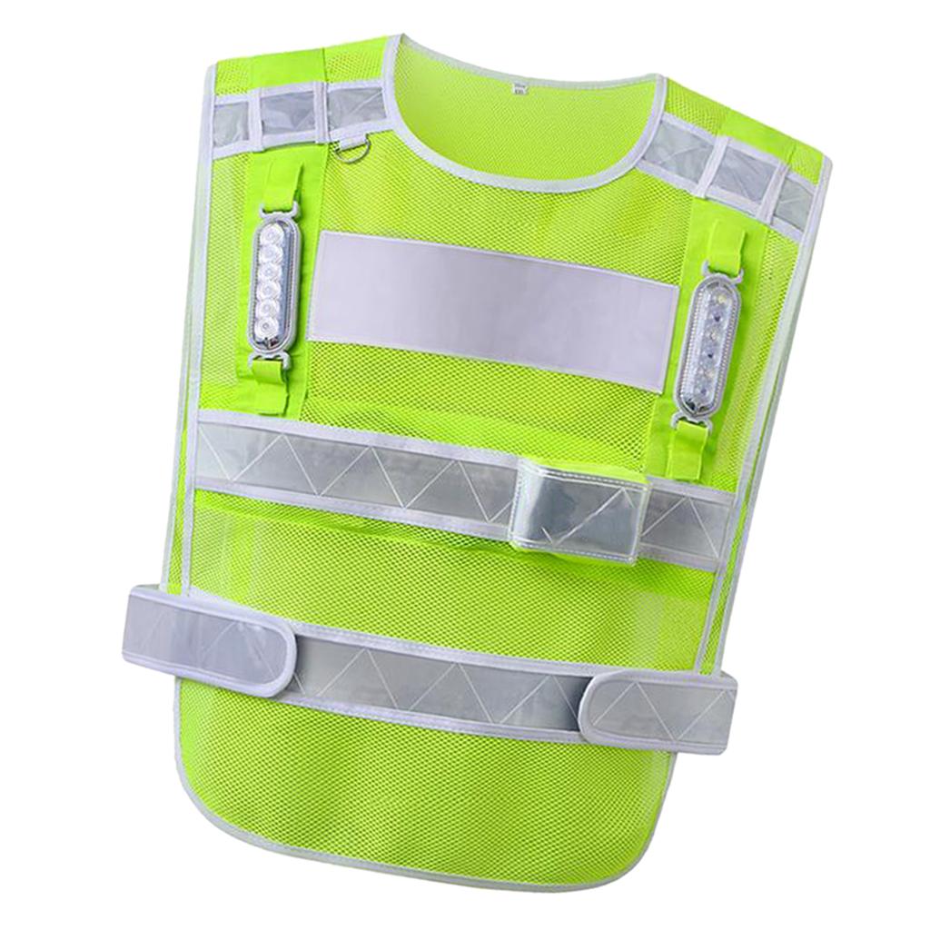 Green Reflective Safety Vest Woman Man Outdoor Running Worker Construction