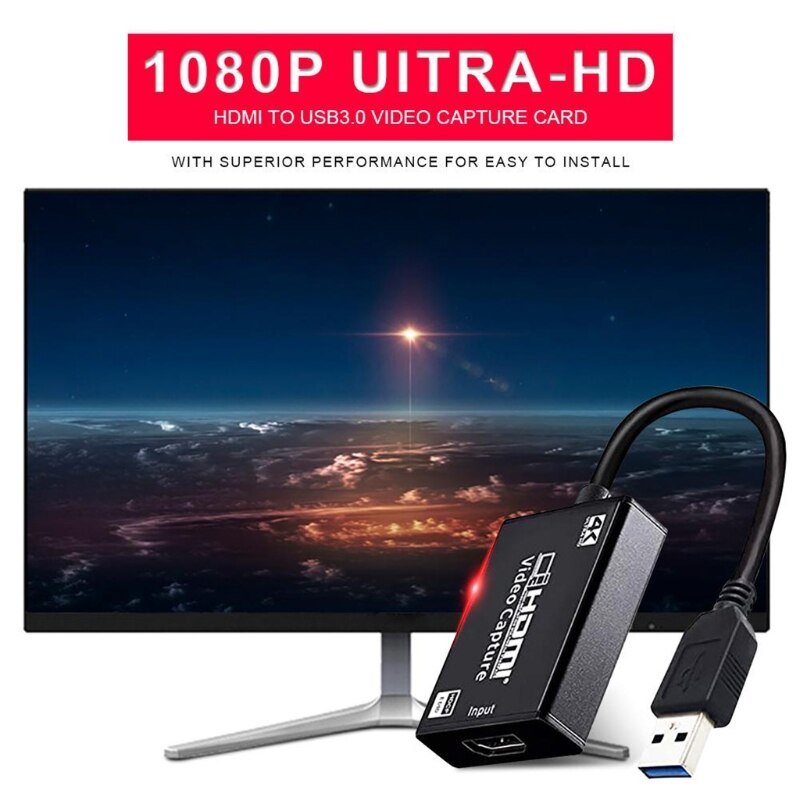 Audio Video Capture Card 1080P 60fp HDMI to USB 3.0 4K 1080P Record via DSLR Camcorder Action Cam For PS4 Game DVD Camcorder HD