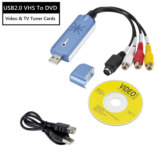 VHS to Digital Converter USB 2.0 Video Converter Audio Capture Card VHS Box VHS VCR TV to Digital Converter Support Win 10/7/8