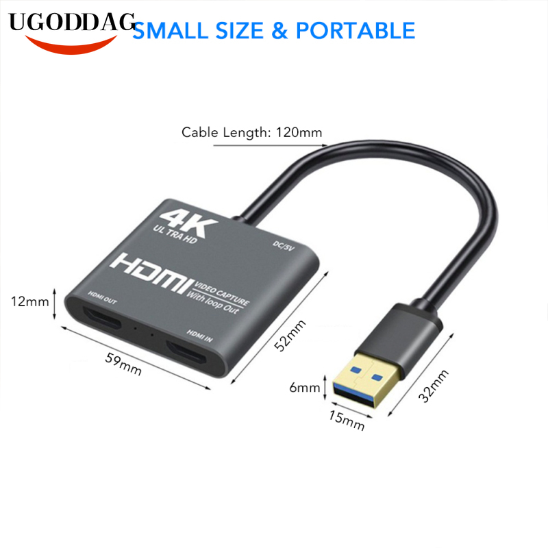 4K USB 3.0 Video Capture Card 1080P 60fp USB 3.0 to HDMI Video Audio Game Capture Card With Loop Out Record For PS4 Game DSLR HD