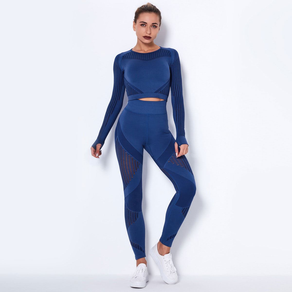 Hollow Out Seamless Yoga Set Sport Outfits Women Two 2 Piece Crop Top Bra Leggings Workout Clothes Gym Suit Fitness Sport Sets