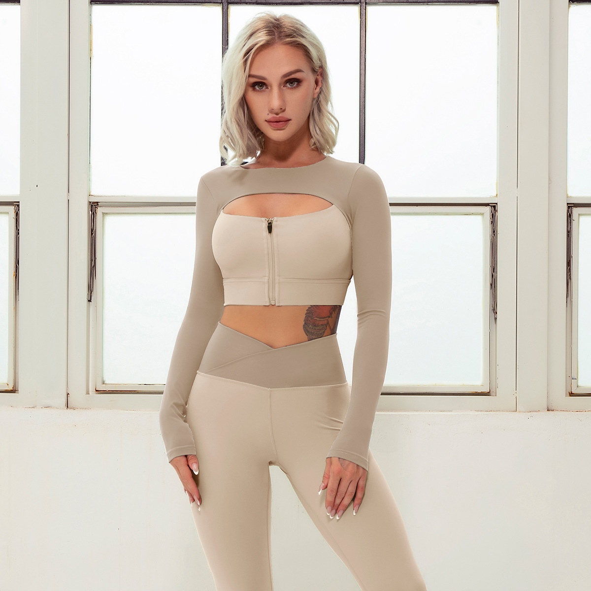 Seamless Yoga Set Women Workout Clothes Sportswear Gym Clothing Fitness Long Sleeve Crop Top High Waist Legging Sports Suit