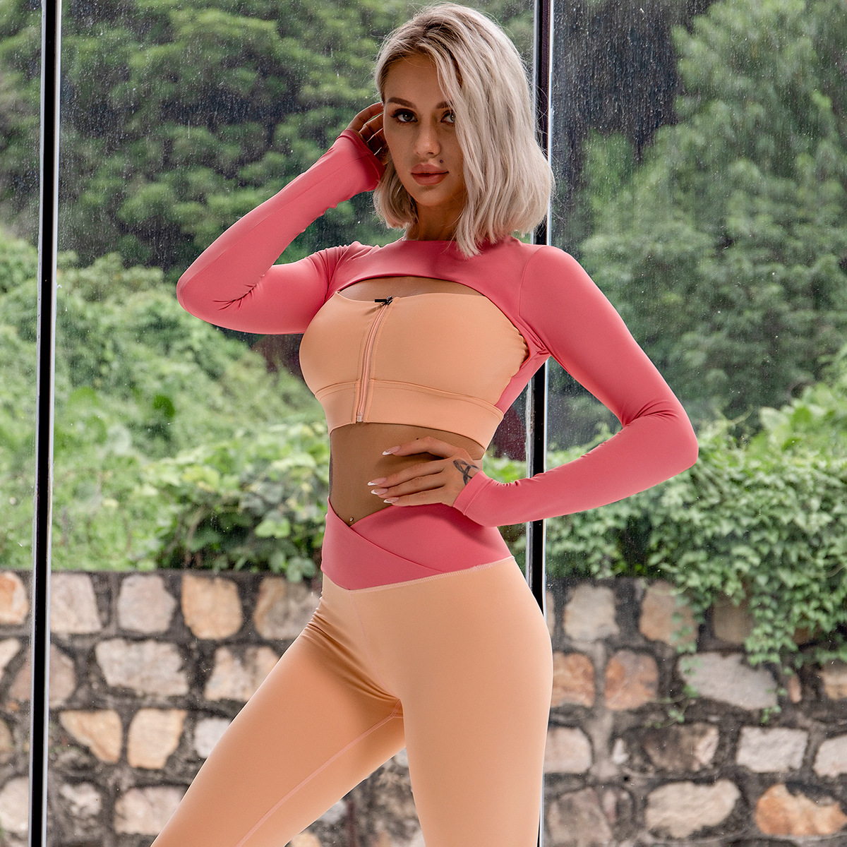Seamless Yoga Set Women Workout Clothes Sportswear Gym Clothing Fitness Long Sleeve Crop Top High Waist Legging Sports Suit