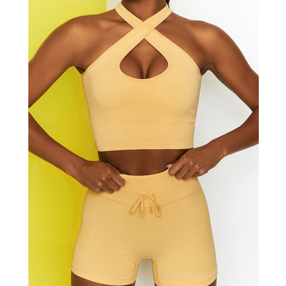 2 Pieces Of Fitness Clothing Suit Women's Cross Strap Bra Leggings Running Cycling Yoga Set Sports Tights Gym Workout Clothes