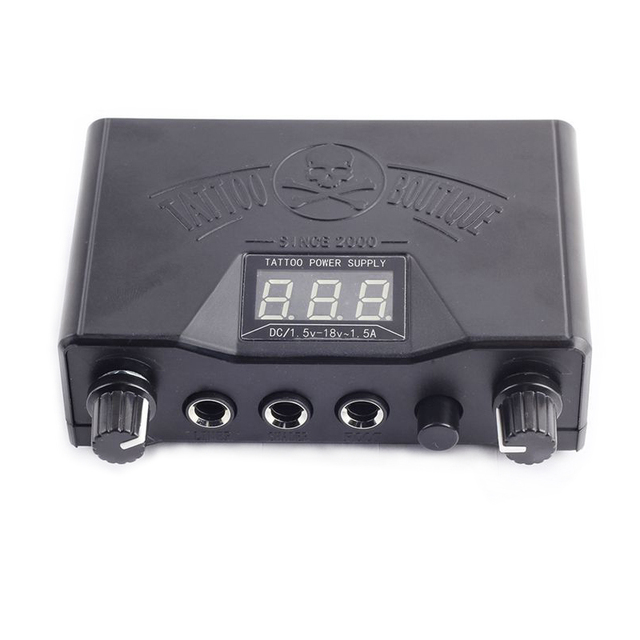 1Pcs New Black Double Dual LED 3 Digital Display Tattoo Power Supply For Tattoo Machine permanent makeup power supply tattoo