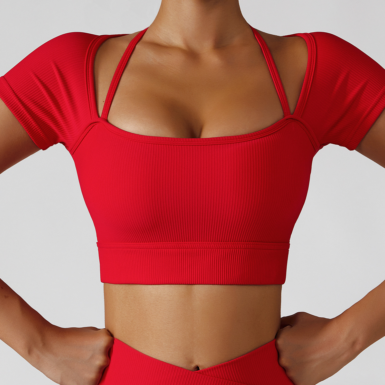 Yoga Short Sleeved Sports Seamless Women Fitness Crop Top Workout Tops Gym Clothes Sportswear Running T-shirts Yoga Tops Women