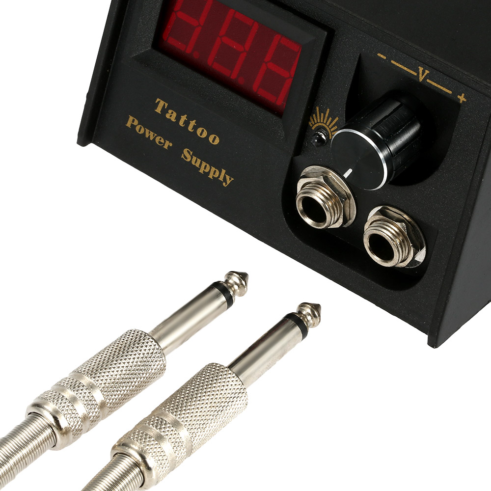 Tattoo Power Supply Set Tattoo Kits LCD Display Double Output Digital Tattoo Foot Pedal Tattoo Switch Clip Cord Tattoo Supplies