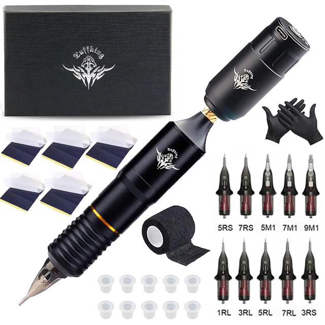 Professional Tattoo Machine Kits Rotary Wireless Tattoo Pen Set RCA Interface RCA Interface Permanent Makeup Tattoo Supplies