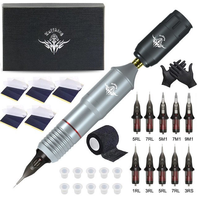Professional Tattoo Machine Kits Rotary Wireless Tattoo Pen Set RCA Interface RCA Interface Permanent Makeup Tattoo Supplies