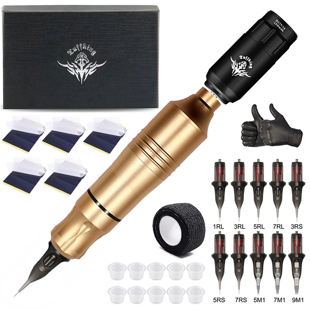 Professional Tattoo Machine Kits Rotary Wireless Tattoo Pen Set RCA Interface RCA Interface Permanent Makeup Tattoo Supplies