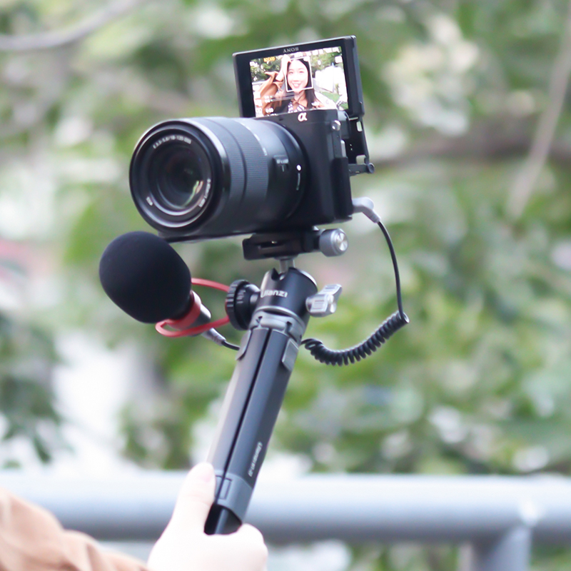 MT-24 Metal Table Tripod with Cold Shoe for Microphone LED Light Extend Vlog Tripod for DSLR SLR Camera Phone Tripod