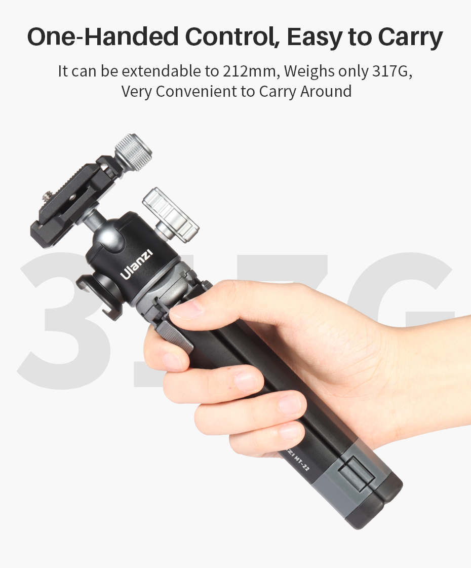 MT-24 Metal Table Tripod with Cold Shoe for Microphone LED Light Extend Vlog Tripod for DSLR SLR Camera Phone Tripod