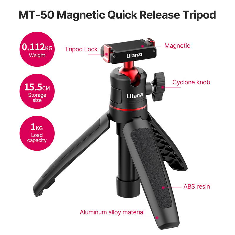 MT-50 Extendable Magnetic Tripod for OSMO Action 2 Quick Release Handle Monopod DJI OSMO Action 2 Accessories