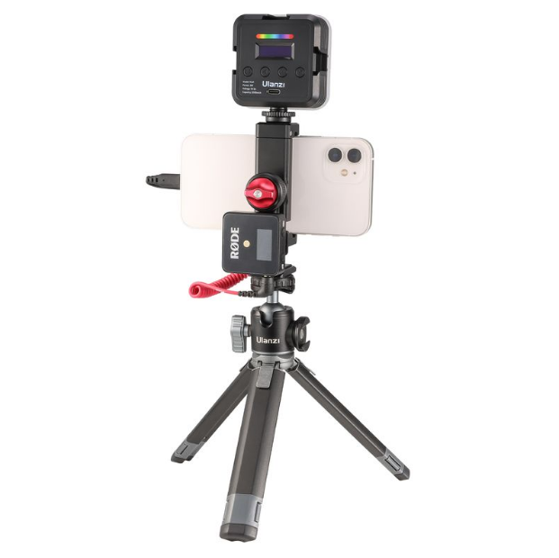 ST-27 Metal Vertical Shooting Phone Mount Holder Clip with Cold Shoe for Rode Wireless Go Microphone Video Light Vlog