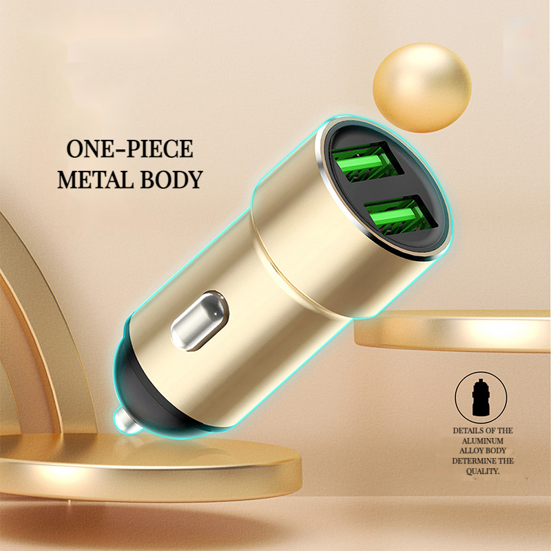 4.8A 5V Car Chargers 2 Ports Fast Charging Universal Aluminum Dual USB Car-charger Adapter