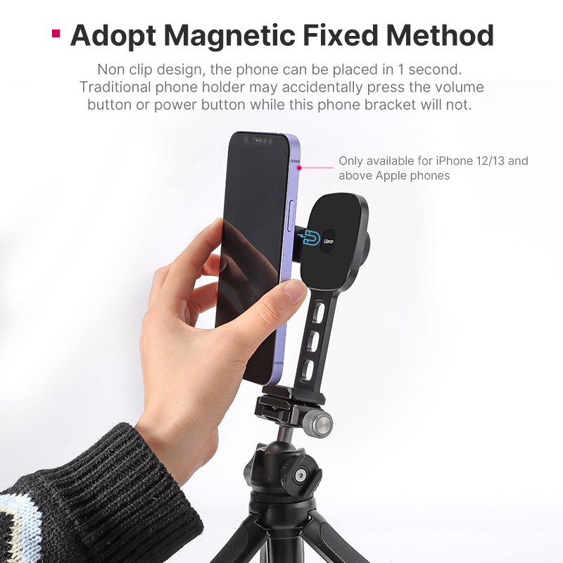ST-28 Magnetic Phone Mount Holder for iPhone 12 13 Tripod Mount with Magsafe Vertical Shooting Cold Shoe Video Light